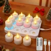 ZAIYW Komplet 12 polnilnih LED čajnih lučk z magnetno postajo