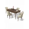 HANAH HOME Rasklopivi trpezarijski sto i stolice (5 delova) Uzi Baroque Cream