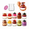 BE Posoda za sladice, steklen kozarec 100 ml, črte, za jogurt, 10x