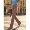 Sinsay - Pletene flare pantalone sa šavovima - kafa