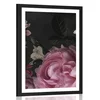 Plakat s paspartujem šopek cvetov v prvem planu - 30x45 black