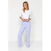 Trendyol White Blue 100% Cotton Striped Knitted Pajamas Bottoms