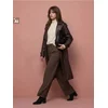 Sinsay - Wide leg pantalone na pruge sa dodatkom viskoze - tamno braon