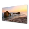 tulup.si Slika na steklu Obala rocks waves morje 100x50 cm 4 obešalnika