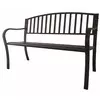 eoshop Vrtna jeklena klop s nasloni 125 x 53 x 82 cm, črna, nosilnost 200 kg
