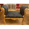 Casa Padrino baroque stool dark blue/gray/gold - Handmade antique style stool - Baroque style stool - Living room furniture in baroque style - Baroque style furniture - Baroque furniture