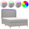 Vidaxl Box spring postelja z vzmetnico LED svetlo siva 140x190cm blago