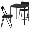 SANDSBERG / VIHALS Sto i 2 sklopive stolice, crna crna/crna, 67x67 cm