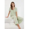 Trendyol Mint-Multicolor Floral Viscose Single Jersey Knitted Pajama Set