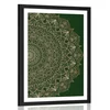 Plakat s paspartujem okrasna Mandala z detajli v zeleni barvi - 20x30 black