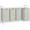 VASAGLE 4 predalni koš za perilo 4 × 40 L, 116 × 33 × 72 cm, kremno bela in mat bela
