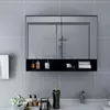LED kupaonski ormarić s ogledalom crni 80 x 15 x 60 cm MDF
