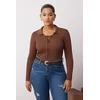 Trendyol Curve Ženska bluza Tbbaw26Af00001, Braon