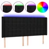 Vidaxl LED posteljno vzglavje črno 163x16x118/128 cm blago