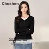 Chushen Ženska majica, Dugi rukav, Crna