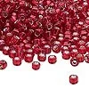 Kašaste perle (seed beads) 4 mm providna sa srebrnom linijom crvena