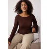 Trendyol Curve Ženska bluza Tbbaw26Af00030, Braon