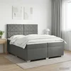 vidaXL Postelja boxspring z vzmetnico Temno siva 200 x 200 cm Blago