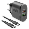 Kucni punjac sbs m3 usb-a 18w+type-c pd 20w sa type c na type c kablom crni (tekittrpdcck) ( P1235 )