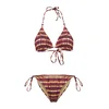 Trendyol Brown-Multicolored Abstract Triangle Accessory Low Waist Bikini Set