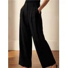 Sinsay - Elegantne wide leg pantalone od mekog pletiva sa mešavinom viskoze - crno