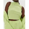Sinsay - Rebrasti crop top bez rukava sa stojec´om kragnom - svetlo zelena