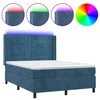 Vidaxl Box spring postelja z vzmetnico LED temno modra 140x200cm žamet