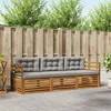 Set vanjskih sofa s jastukom 3 pcs Prirodna i svijetlo siva