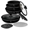 Komplet posode s titanovo površino in snemljivim ročajem Matte Black 10-delni 55540