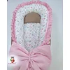 Bubamara037 Gnezdo za bebe sa karnerom Cvetići, Roze-Belo