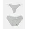 Sinsay - Tanga i hipster gaćice 2 pack - svetlo siva
