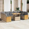 10-dijelni set vrtnih sofa s jastucima bež od poliratana bagrem