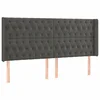Vidaxl Vzglavje z ušesi temno sivo 203x16x118/128 cm žamet