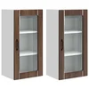 Vidaxl Stenski stekleni omarica PORTO 2 szt. Rjav hrast 40 x 31 x 80 cm