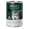 Varčno pakiranje Wolf of Wilderness The Taste Of 12x400 g - NOVO: The Savanna - puran, govedina, koza