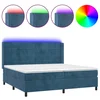 Vidaxl Box spring postelja z vzmetnico LED temno modra 200x200cm žamet