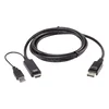 ATEN 2L-7D02HDP adapter za video kabel 1,8 m HDMI + USB DisplayPort Črna
