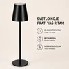 LED stona lampa NERA - punjiva, touch kontrola, 3 boje svetla i 4 nivoa, metalna, crna