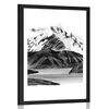 Plakat s paspartujem čudovita gorska pokrajina v črnobeli varianti - 30x45 no frame