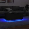Klub stolić s LED svjetlima crni hrast 90x49x40 cm