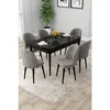 Hanah Home trpezarijski set Rut, sto na razvlačenje i 6 stolica, ploča u dekoru crnog mermera, siva tkanina Babyface