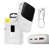BASEUS Qpow Pro prenosna baterija 10000mAh 22,5W s kablom Type-C, bela LED zaslon PPQD060102