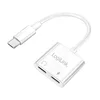 2-v-1 USB-C adapter z napajanjem 60 W + zvokom LogiLink PD 60 W beli USB-C razdelilnik, polnjenje + slušalke