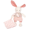 Doudou Plush Ecru zajček z roza odejico iz bio bombaža 22 cm