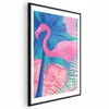 shumee Plakat - Rožnati flamingo - Abstraktni flamingo na ozadju palm in ledenih kock
