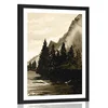 Plakat s paspartujem zimska naslikana pokrajina v sepia varianti - 20x30 no frame