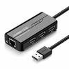 UGREEN USB 2.0 Hub sa 3 USB port i RJ45 (Crna)