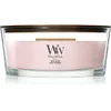 Woodwick Rose Blush dišeča sveča z lesenim stenjem 453.6 g