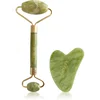 Masažni valj in plošča Guasha zelen xiuyan jadeite ( Light Green Xiuyan Jade Roller & Gua Sha Set)