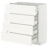 METOD / MAXIMERA Podni element 4 fronta/4 fioke, bela/Vallstena bela, 80x37 cm